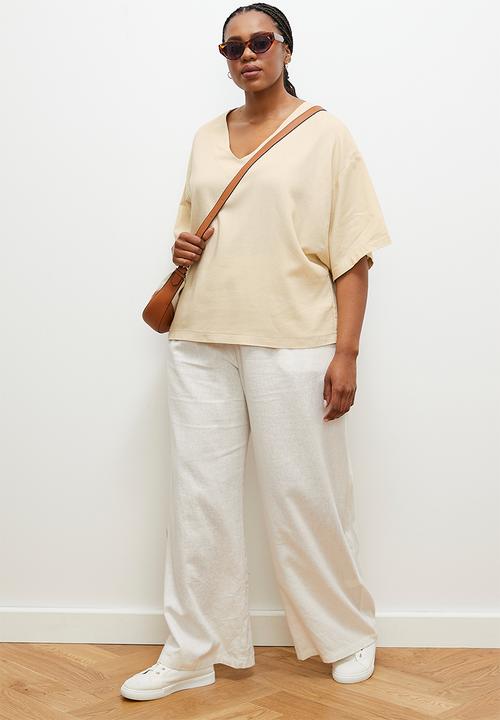edit - Oversized linen boxy tee - neutral