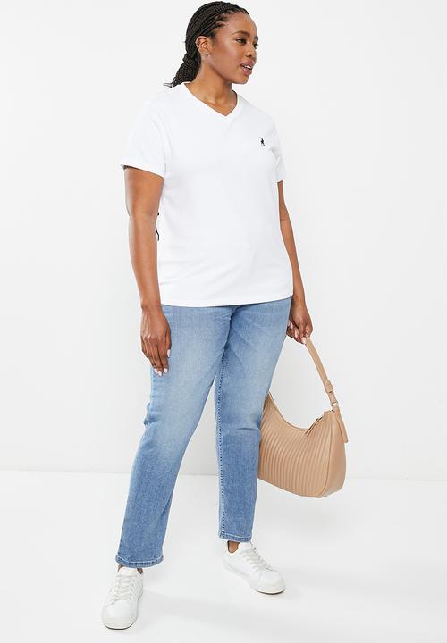 POLO - Plus kelly v-neck tee - white