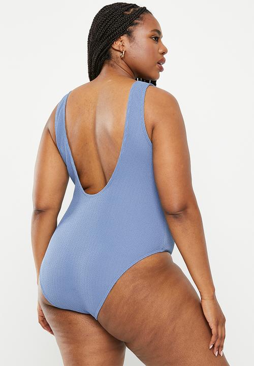 Cotton On - Plus scoop back one piece cheeky - blue dusk crinkle