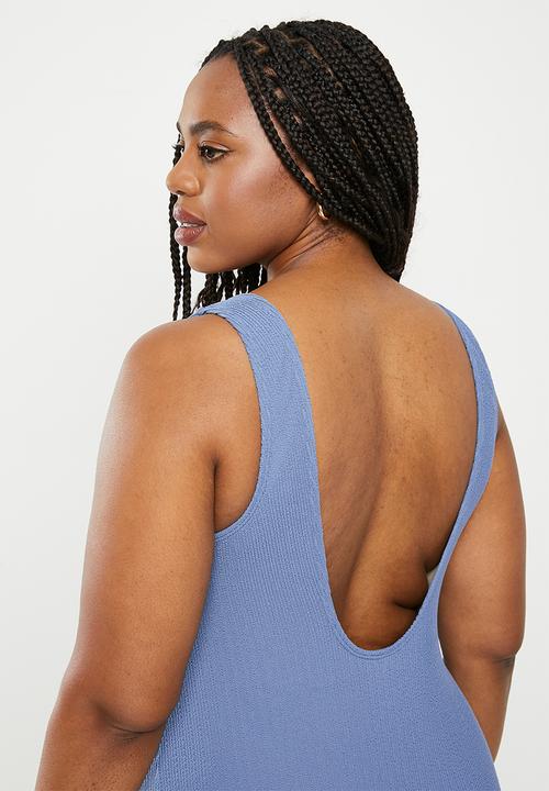 Cotton On - Plus scoop back one piece cheeky - blue dusk crinkle