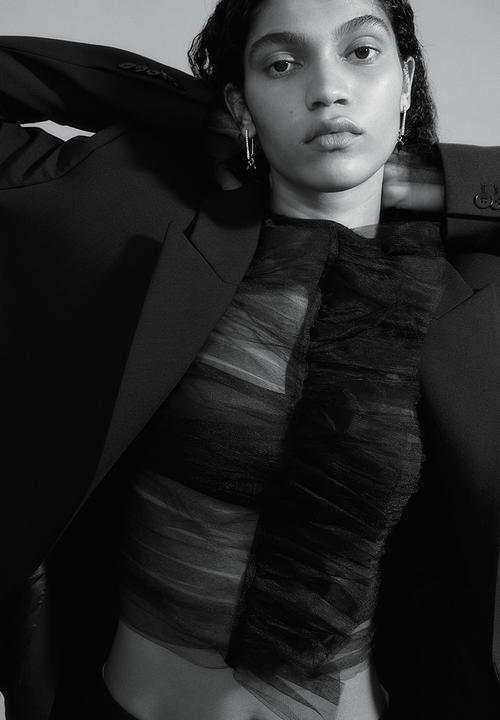H&M - H&M Studio: Frilled tulle top - midnight black 