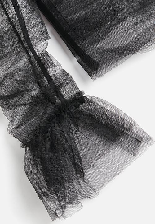 H&M - H&M Studio: Frilled tulle top - midnight black 