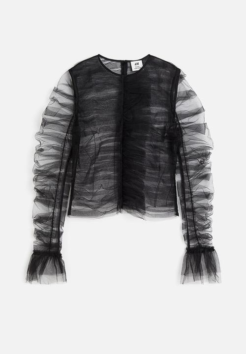 H&M - H&M Studio: Frilled tulle top - midnight black 