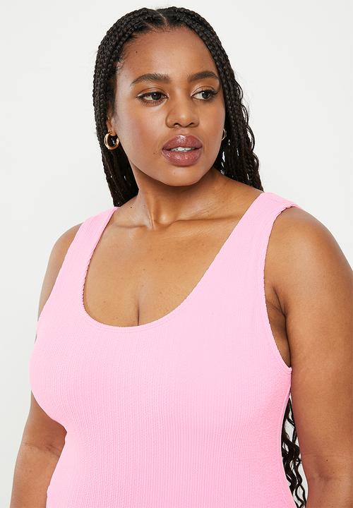 Cotton On - Plus scoop back one piece cheeky - pink fizz crinkle