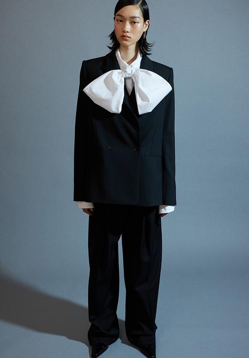 H&M - H&M Studio: Cotton bow shirt - white