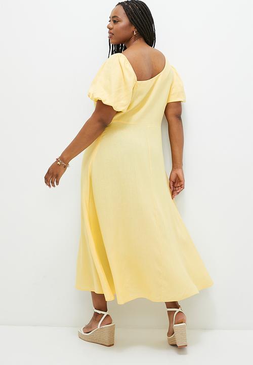 MILLA - Asym balloon sleeve fit & flare dress - butter