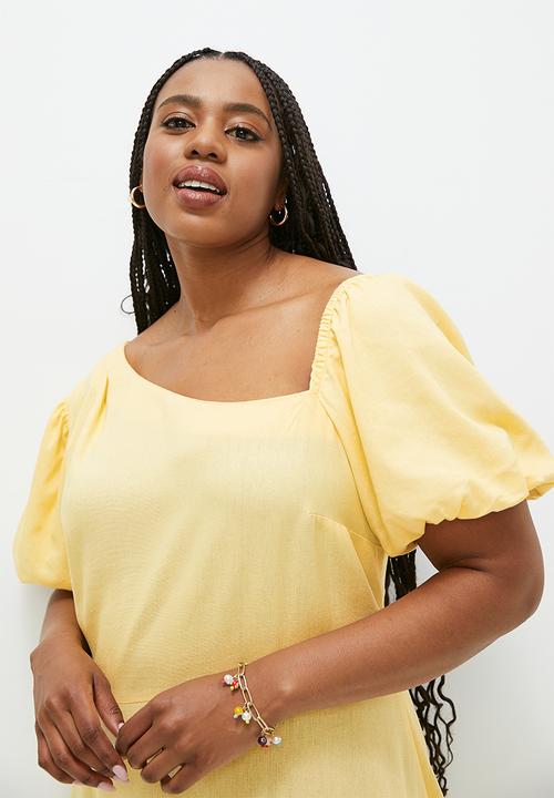MILLA - Asym balloon sleeve fit & flare dress - butter