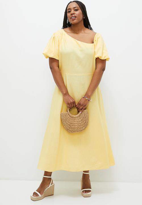 MILLA - Asym balloon sleeve fit & flare dress - butter