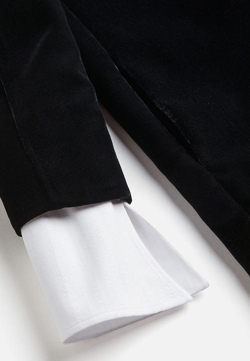 H&M - H&M Studio: Collared velvet dress - midnight black & white