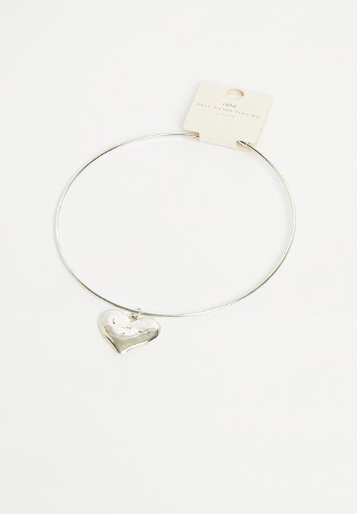Rubi - Choker necklace - antique sterling silver plated solid heart