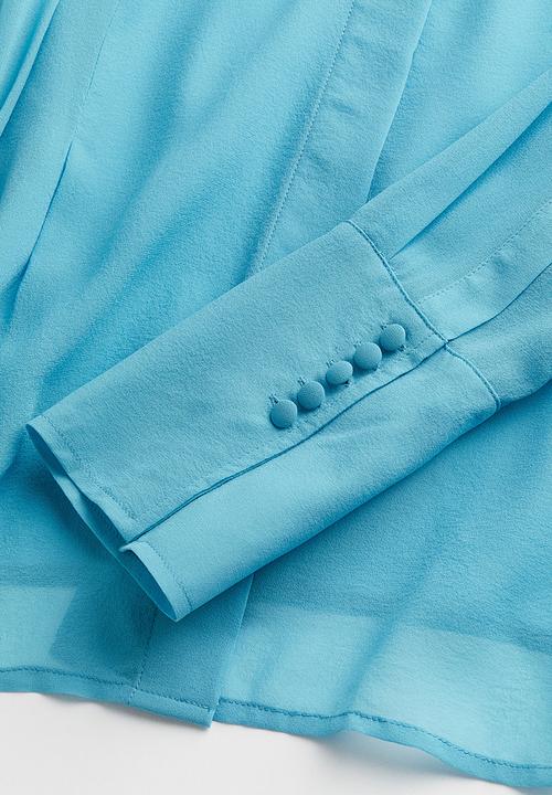 H&M - H&M Studio: Sheer silk bow blouse - teal