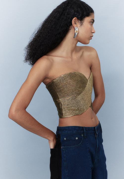 H&M - H&M Studio: Shimmering bustier top - gold-coloured 