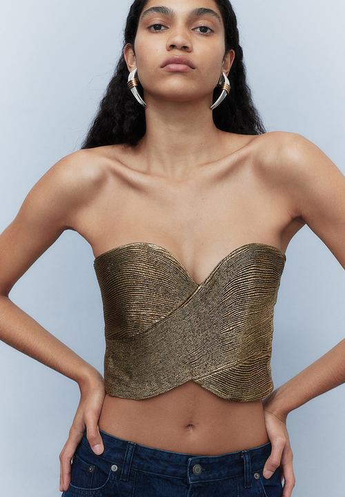 H&M - H&M Studio: Shimmering bustier top - gold-coloured 