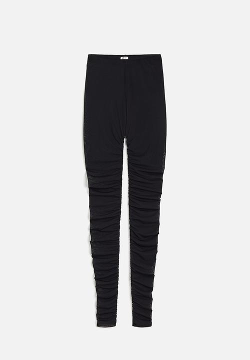 H&M - H&M Studio: Ruched mesh leggings - midnight black