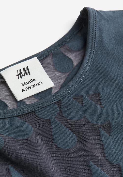 H&M - H&M Studio: Fantome Top - dark teal patterned