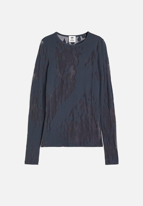H&M - H&M Studio: Fantome Top - dark teal patterned