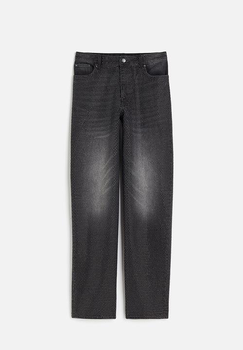 H&M - H&M Studio: Rhinestone-embellished jeans - charcoal grey/silver-colour