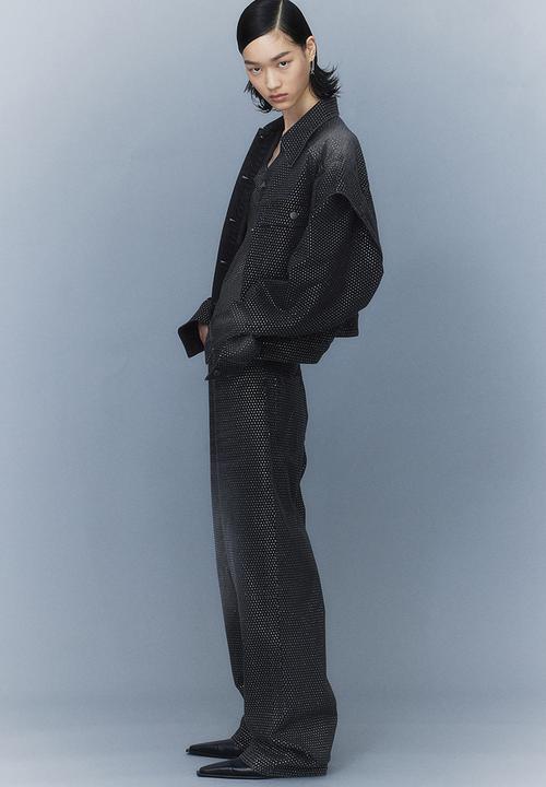 H&M - H&M Studio: Rhinestone-embellished jeans - charcoal grey/silver-colour