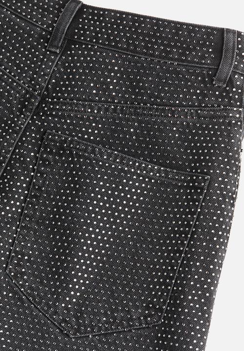 H&M - H&M Studio: Rhinestone-embellished jeans - charcoal grey/silver-colour