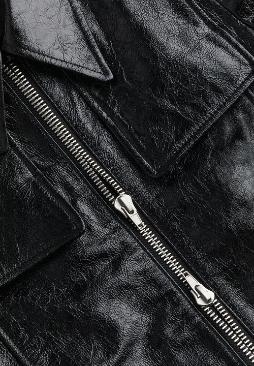 H&M - H&M Studio: Leather biker jacket - midnight black
