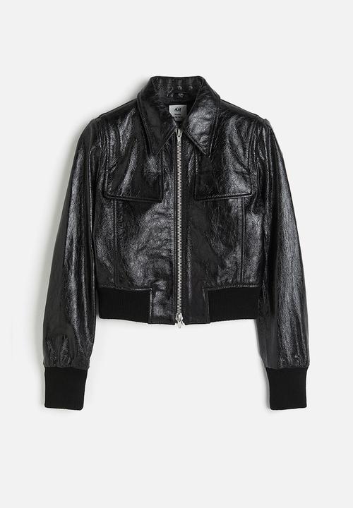 H&M - H&M Studio: Leather biker jacket - midnight black