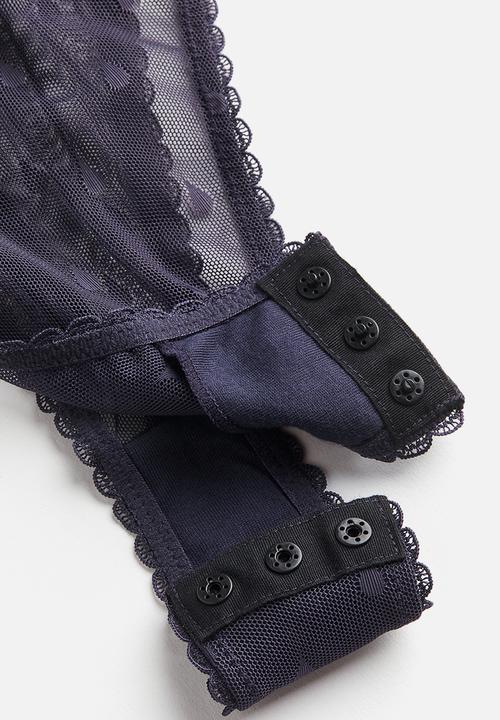 H&M - H&M Studio: Jacquard-mesh body - dark mauve/teardrop