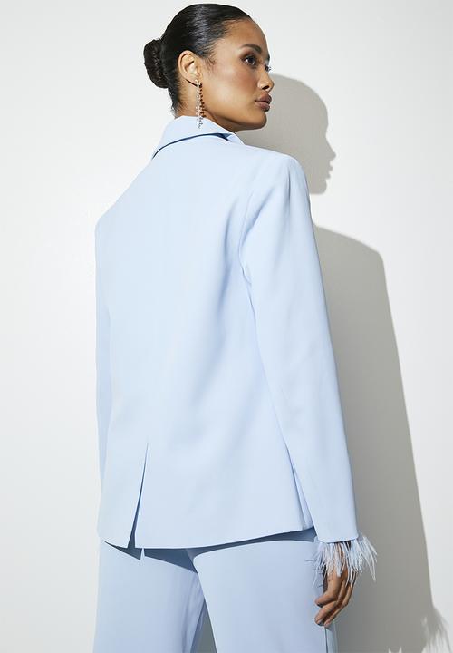 VELVET - Co-ord feather trim blazer - blue