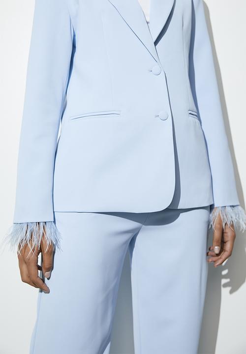VELVET - Co-ord feather trim blazer - blue