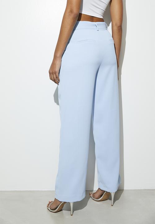 VELVET - Smart belted tapered trouser - pastel blue