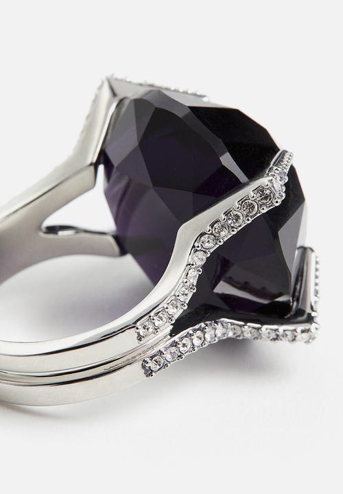 H&M - H&M Studio: Rhinestone-embellished stone ring - silver-coloured/purple