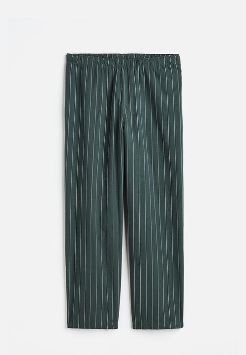 H&M - Relaxed fit pyjama bottoms - dark green pinstriped