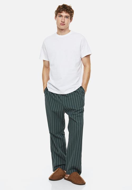 H&M - Relaxed fit pyjama bottoms - dark green pinstriped