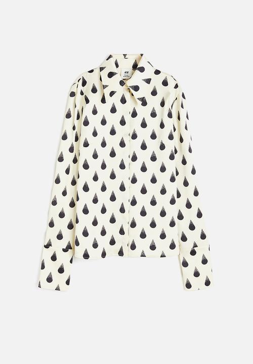 H&M - H&M Studio: Graphic-print satin shirt - cream teardrops