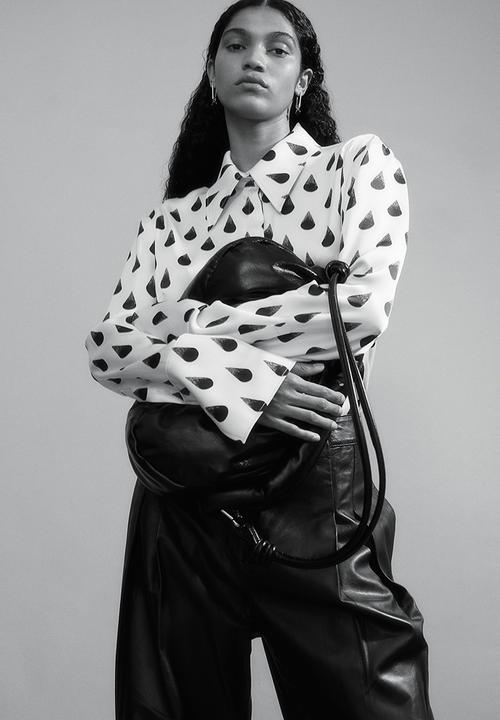 H&M - H&M Studio: Graphic-print satin shirt - cream teardrops