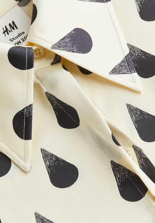 H&M - H&M Studio: Graphic-print satin shirt - cream teardrops
