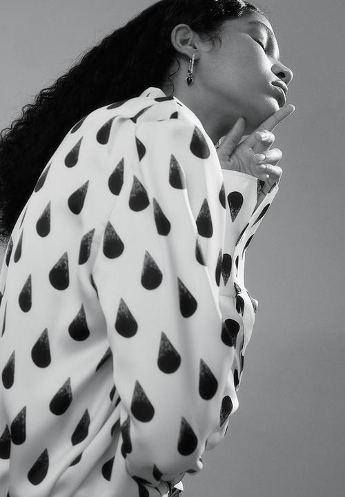 H&M - H&M Studio: Graphic-print satin shirt - cream teardrops