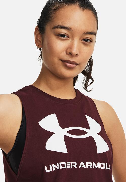 Under Armour - Ua live sportstyle tank - dark maroon & white