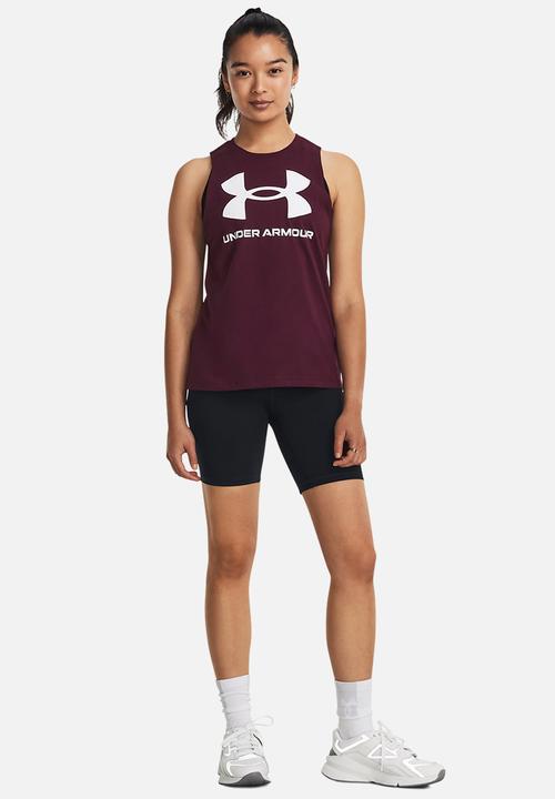 Under Armour - Ua live sportstyle tank - dark maroon & white