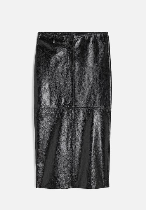 H&M - H&M Studio: Leather pencil skirt - midnight black