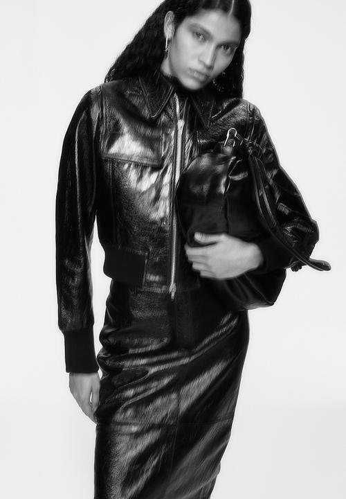 H&M - H&M Studio: Leather pencil skirt - midnight black
