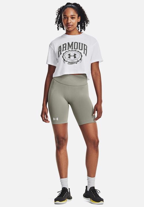 Under Armour - Ua collegiate crop short sleeve - white & colorado sage
