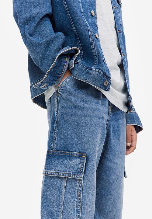 H&M - Loose fit cargo joggers - denim blue