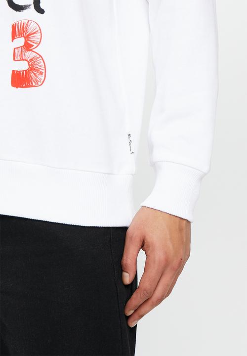 Ben Sherman - Typography crew sweater - white 