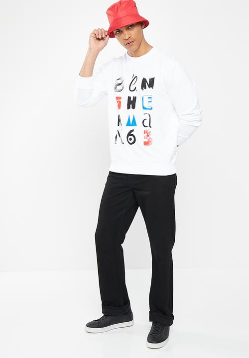 Ben Sherman - Typography crew sweater - white 