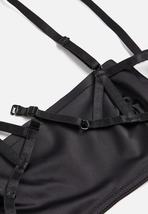 H&M - H&M Studio: Soft bralette with a sheen - charcoal grey 