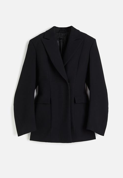 H&M - H&M Studio: Wool-blend hourglass blazer - midnight black
