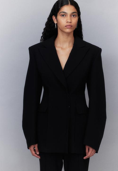 H&M - H&M Studio: Wool-blend hourglass blazer - midnight black