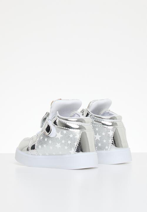 Pop Candy - Velcro strap light up sneakers - silver