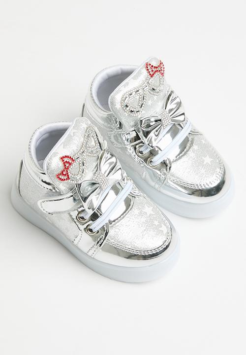 Pop Candy - Velcro strap light up sneakers - silver