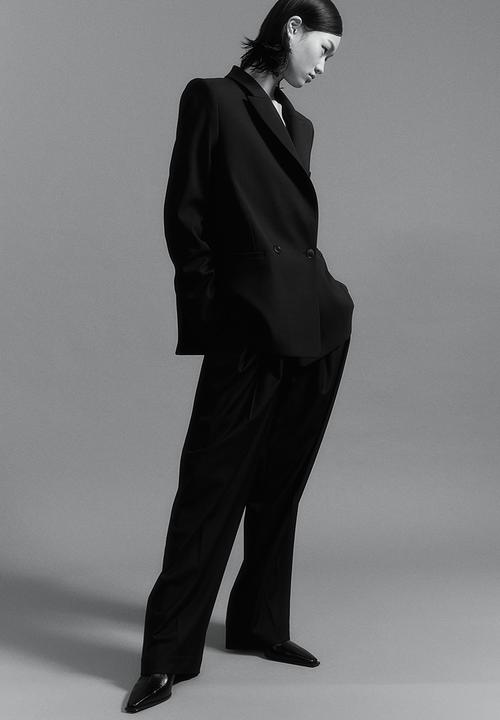 H&M - H&M Studio: Wool-blend tailored trousers - midnight black 